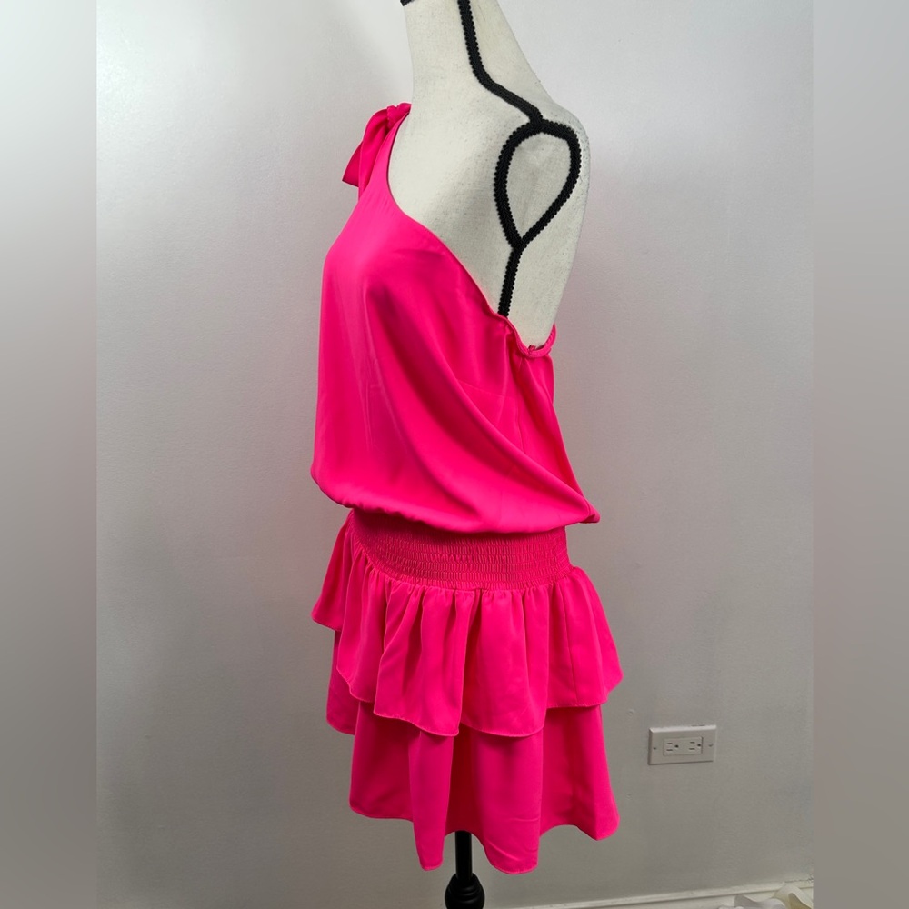 Amanda Uprichard One Shoulder Pink McKinley Dress Size Large - Picture 7 of 12